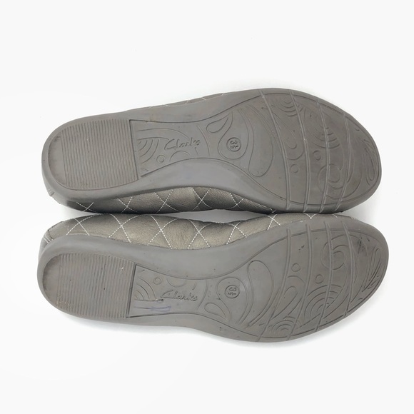 Clarks Quilted Metallic Leather Ballet Flats - Picture 7 of 7